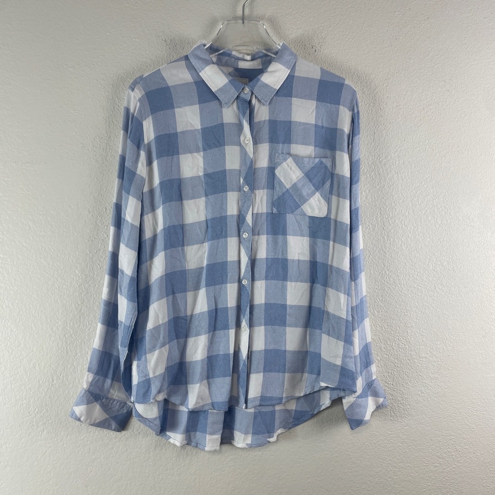Rails Hunter Shirt Large White Powder Blue Plaid Coastal Preppy Button Down